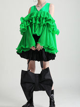 Loose Irregular Solid Ruffled Blouse